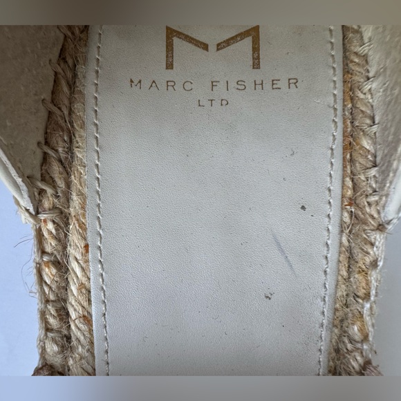 Marc Fisher Adalyn Leather/suede combo Espadrille Wedge Sandal (Women). Size 9